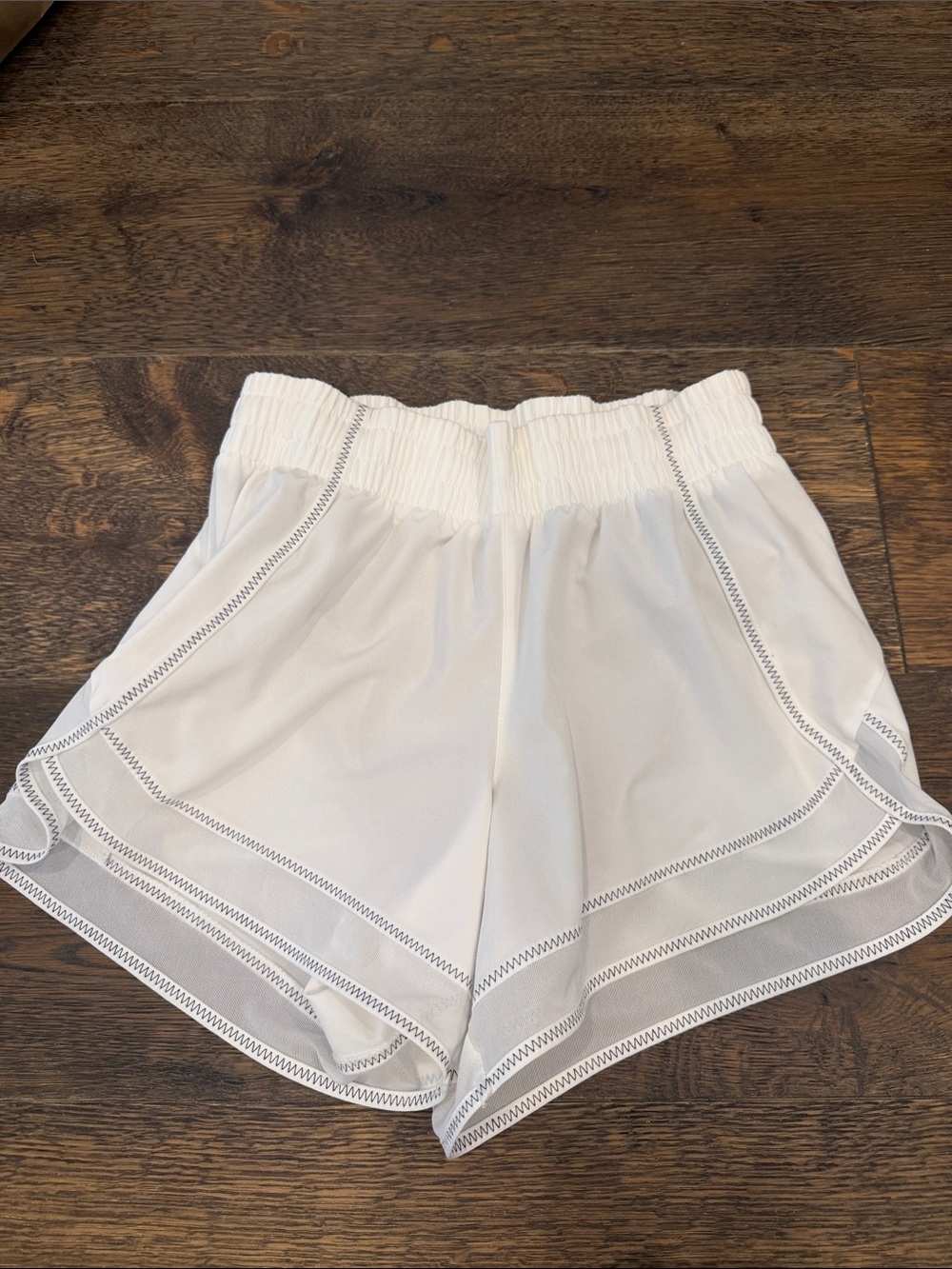 Women's White Elastic Waist Athletic Shorts